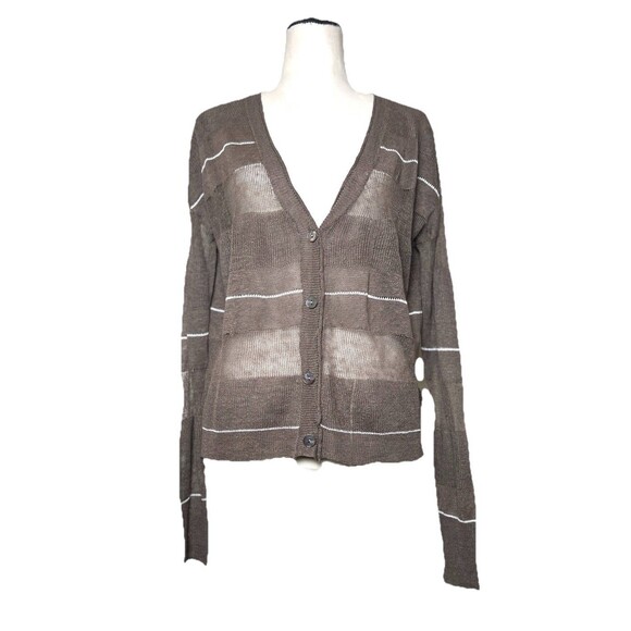 360 Sweater‎ Linen Knit Cardigan Sweater Women’s Size Medium Luxury Designer - Picture 1 of 10